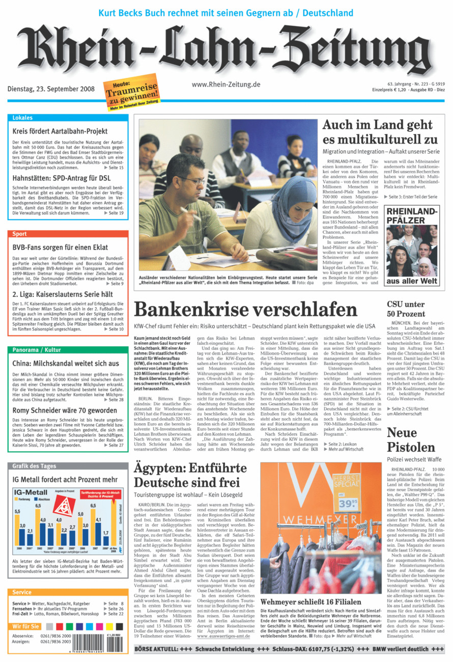 Rhein-Lahn-Zeitung Diez (Archiv) vom Dienstag, 23.09.2008