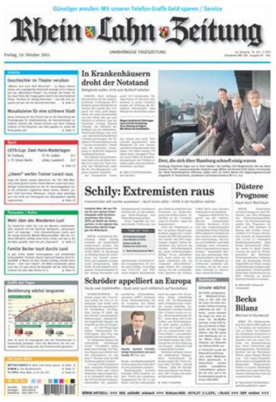 Rhein-Lahn-Zeitung Diez (Archiv) vom Freitag, 19.10.2001
