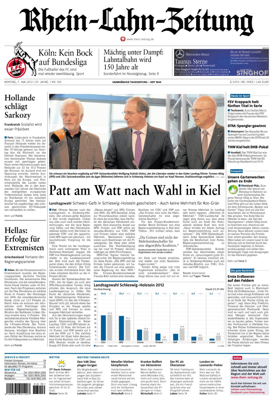 Rhein-Lahn-Zeitung Diez (Archiv) vom Montag, 07.05.2012