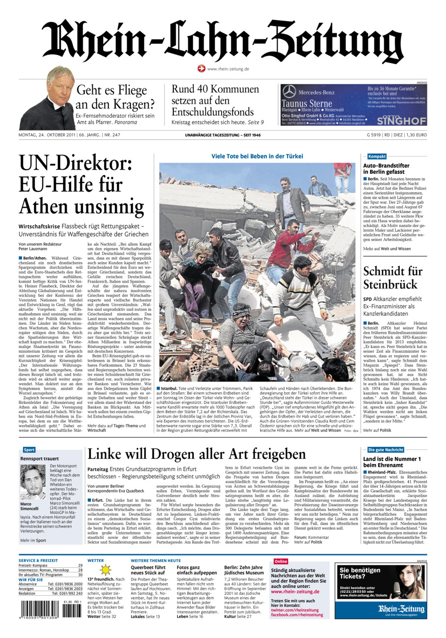 Rhein-Lahn-Zeitung Diez (Archiv) vom Montag, 24.10.2011