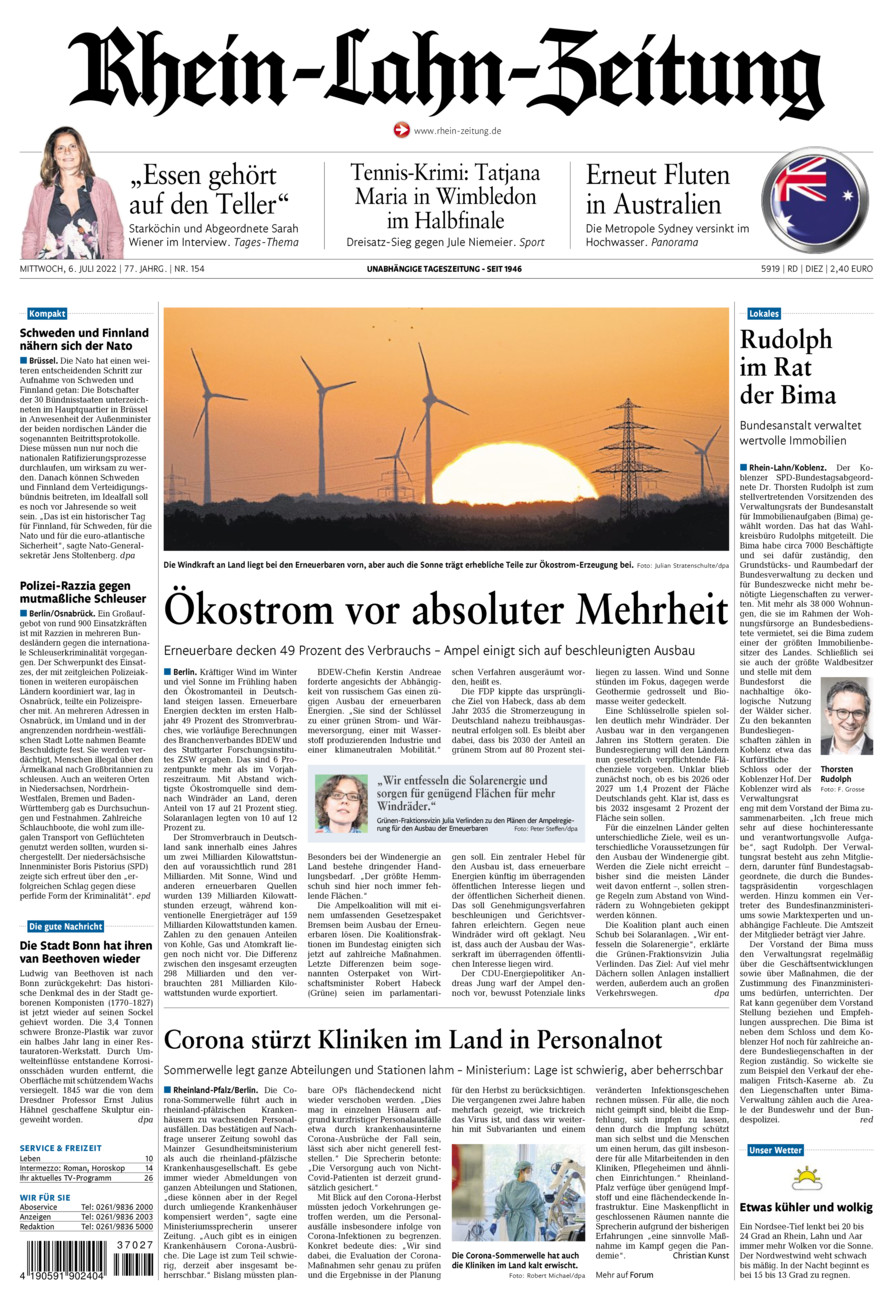 Rhein-Lahn-Zeitung Diez (Archiv) vom Mittwoch, 06.07.2022