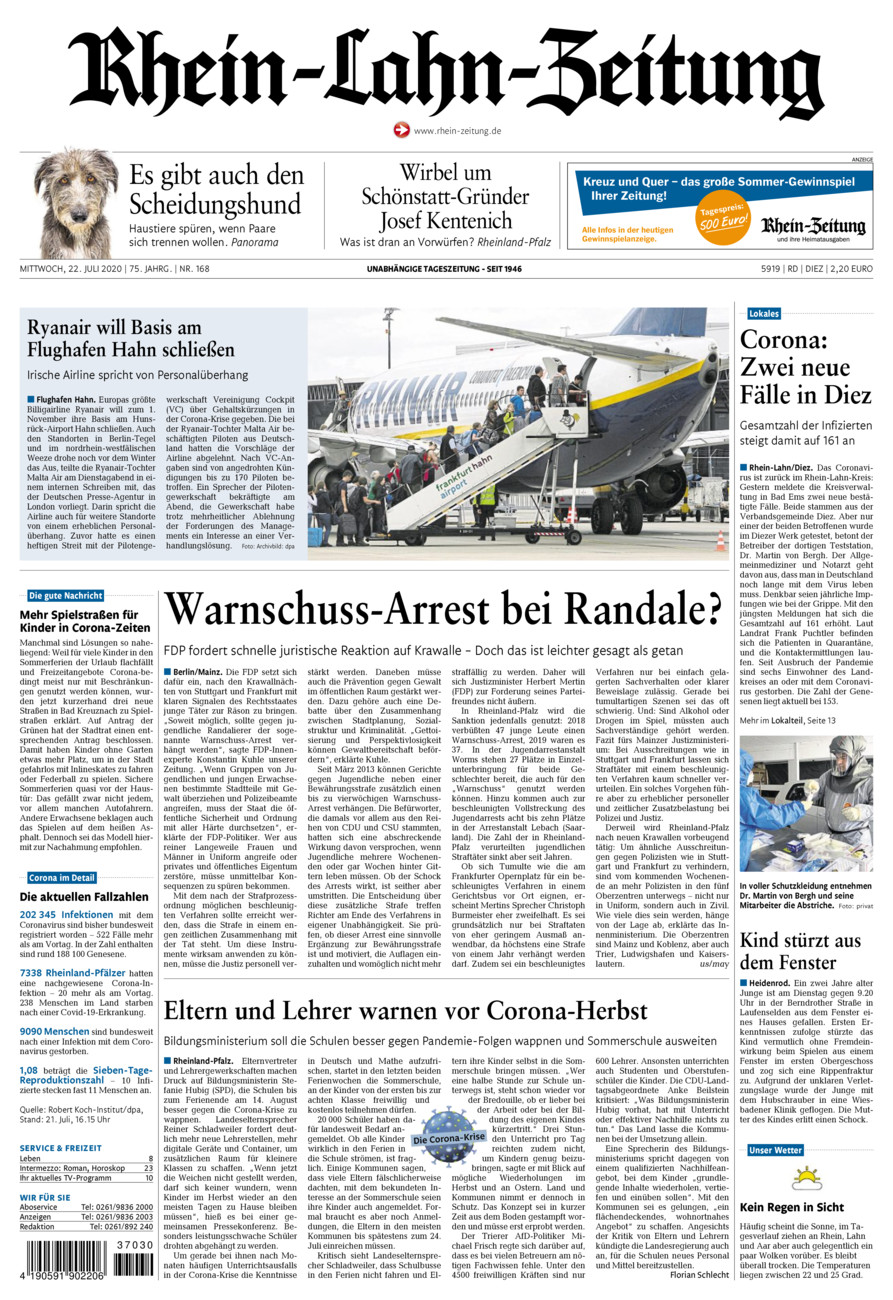 Rhein-Lahn-Zeitung Diez (Archiv) vom Mittwoch, 22.07.2020