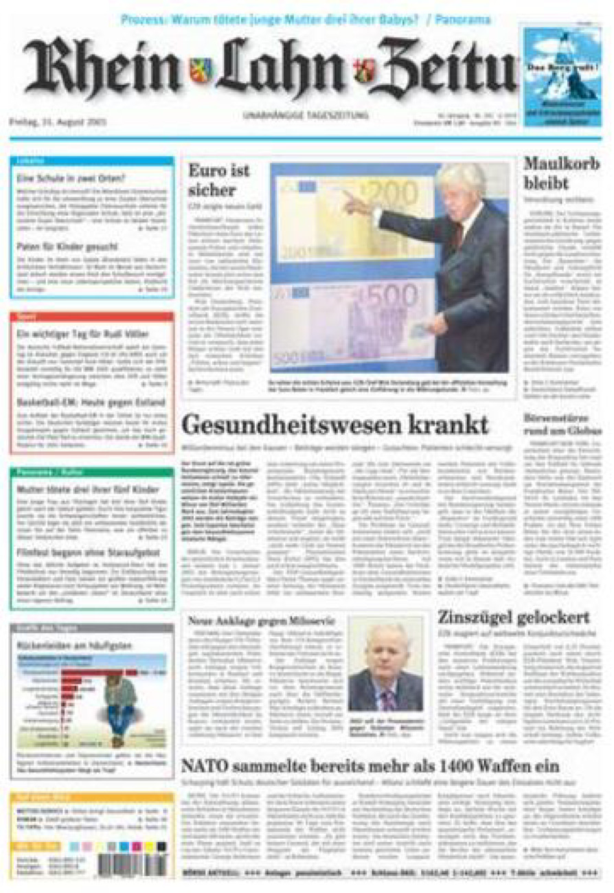 Rhein-Lahn-Zeitung Diez (Archiv) vom Freitag, 31.08.2001
