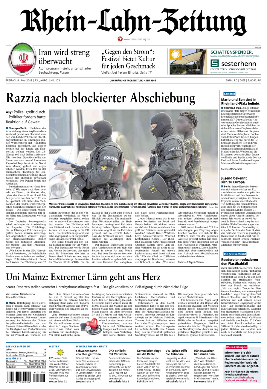 Rhein-Lahn-Zeitung Diez (Archiv) vom Freitag, 04.05.2018