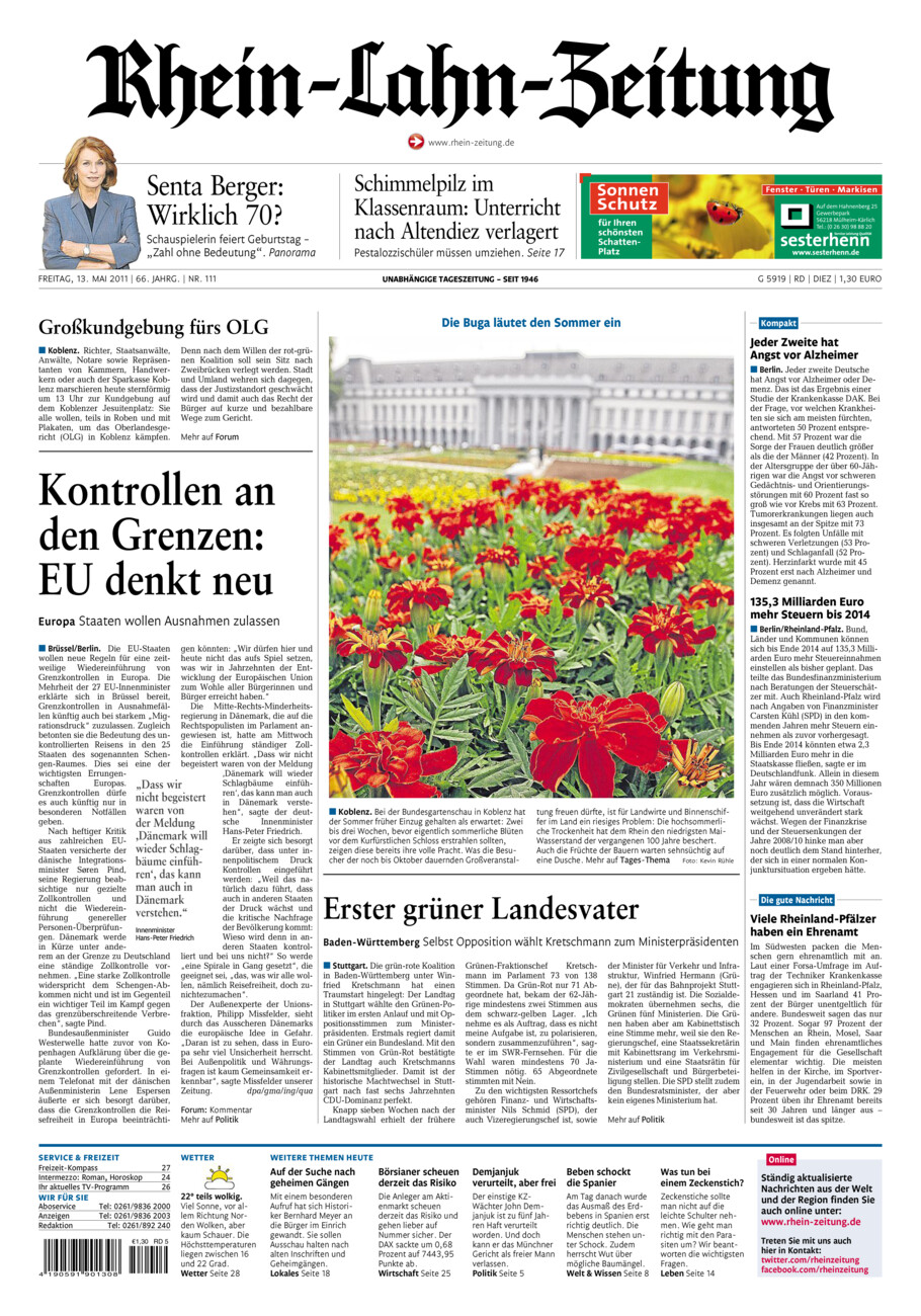 Rhein-Lahn-Zeitung Diez (Archiv) vom Freitag, 13.05.2011