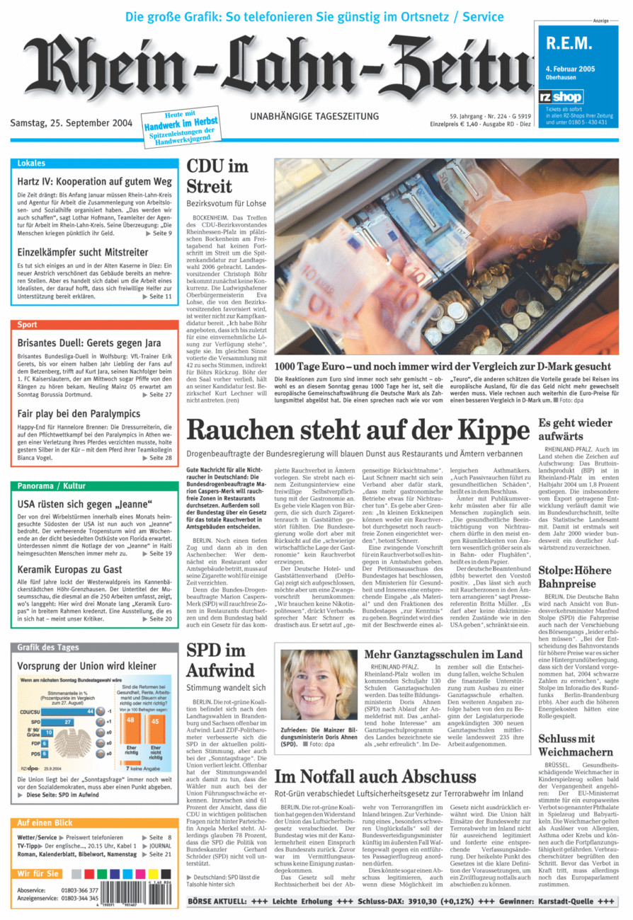Rhein-Lahn-Zeitung Diez (Archiv) vom Samstag, 25.09.2004