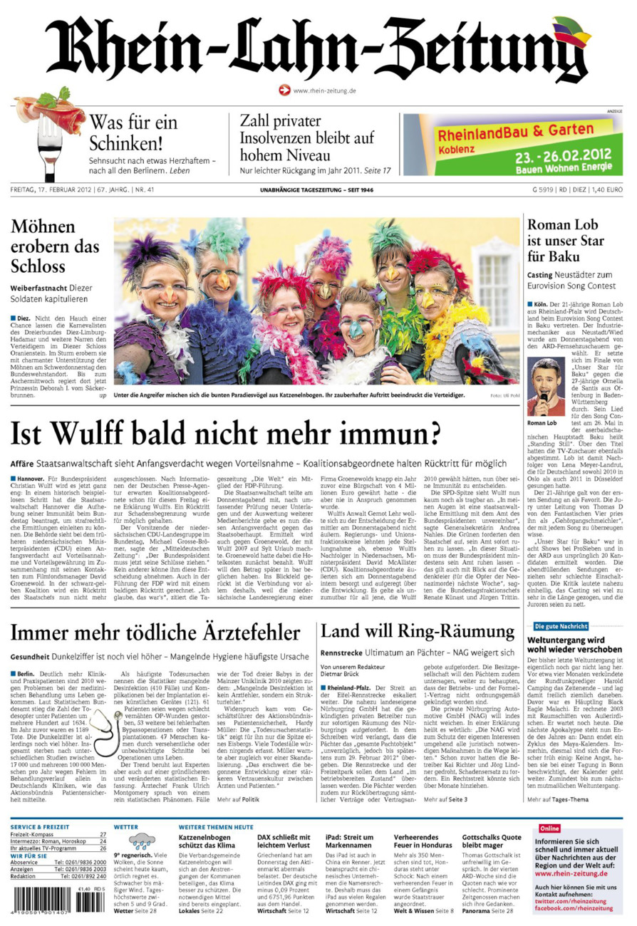 Rhein-Lahn-Zeitung Diez (Archiv) vom Freitag, 17.02.2012