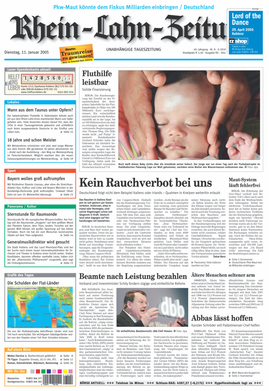 Rhein-Lahn-Zeitung Diez (Archiv) vom Dienstag, 11.01.2005
