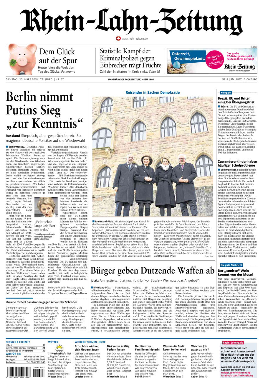 Rhein-Lahn-Zeitung Diez (Archiv) vom Dienstag, 20.03.2018