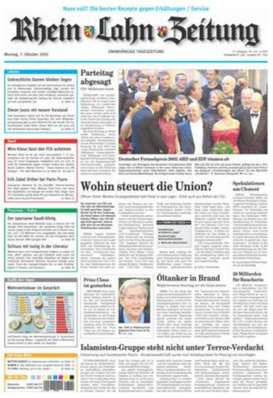 Rhein-Lahn-Zeitung Diez (Archiv) vom Montag, 07.10.2002