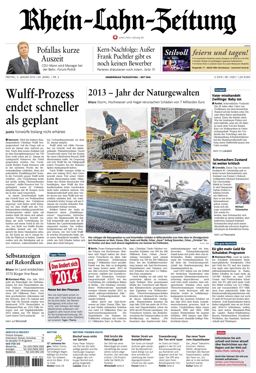 Rhein-Lahn-Zeitung Diez (Archiv) vom Freitag, 03.01.2014