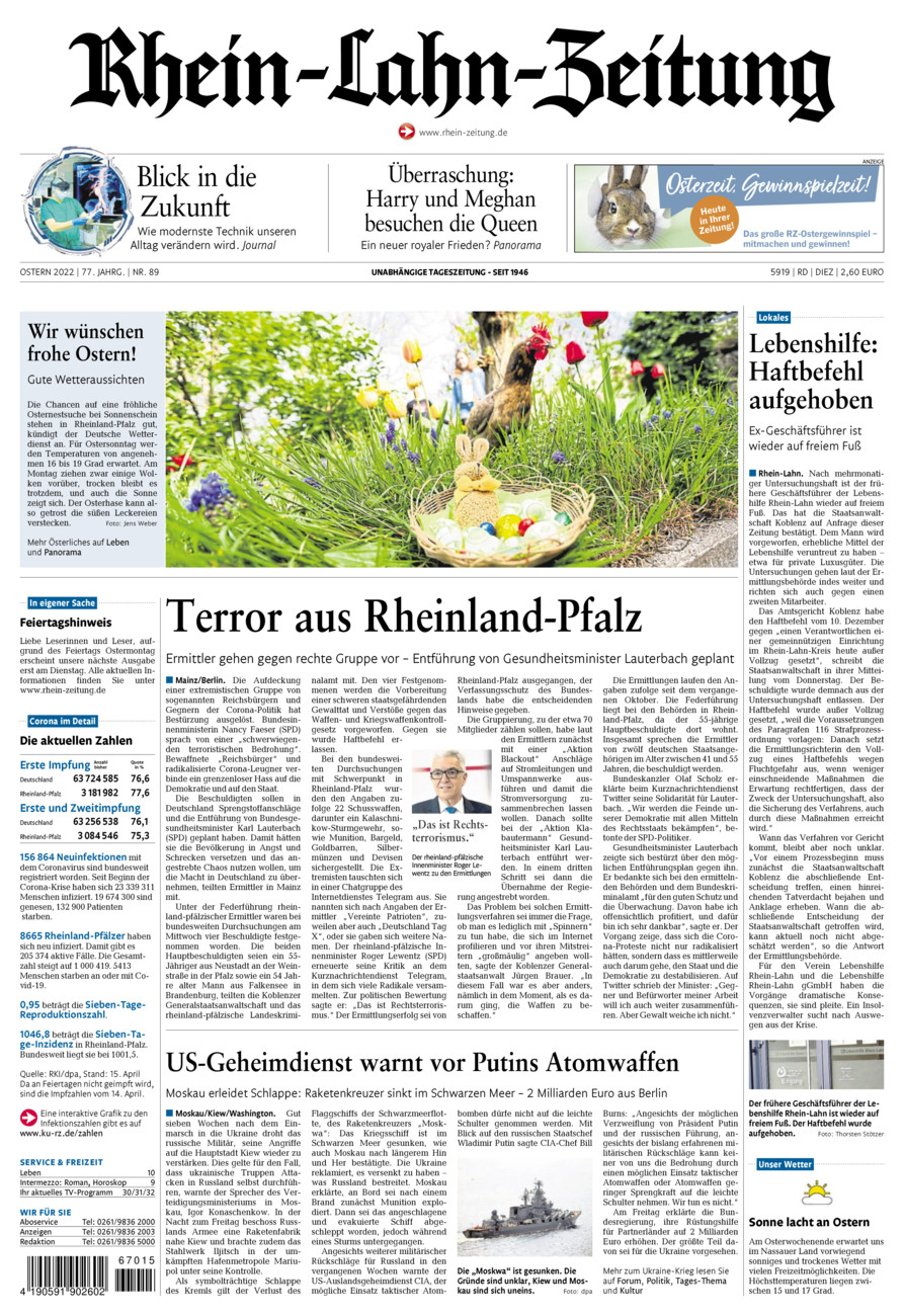 Rhein-Lahn-Zeitung Diez (Archiv) vom Samstag, 16.04.2022