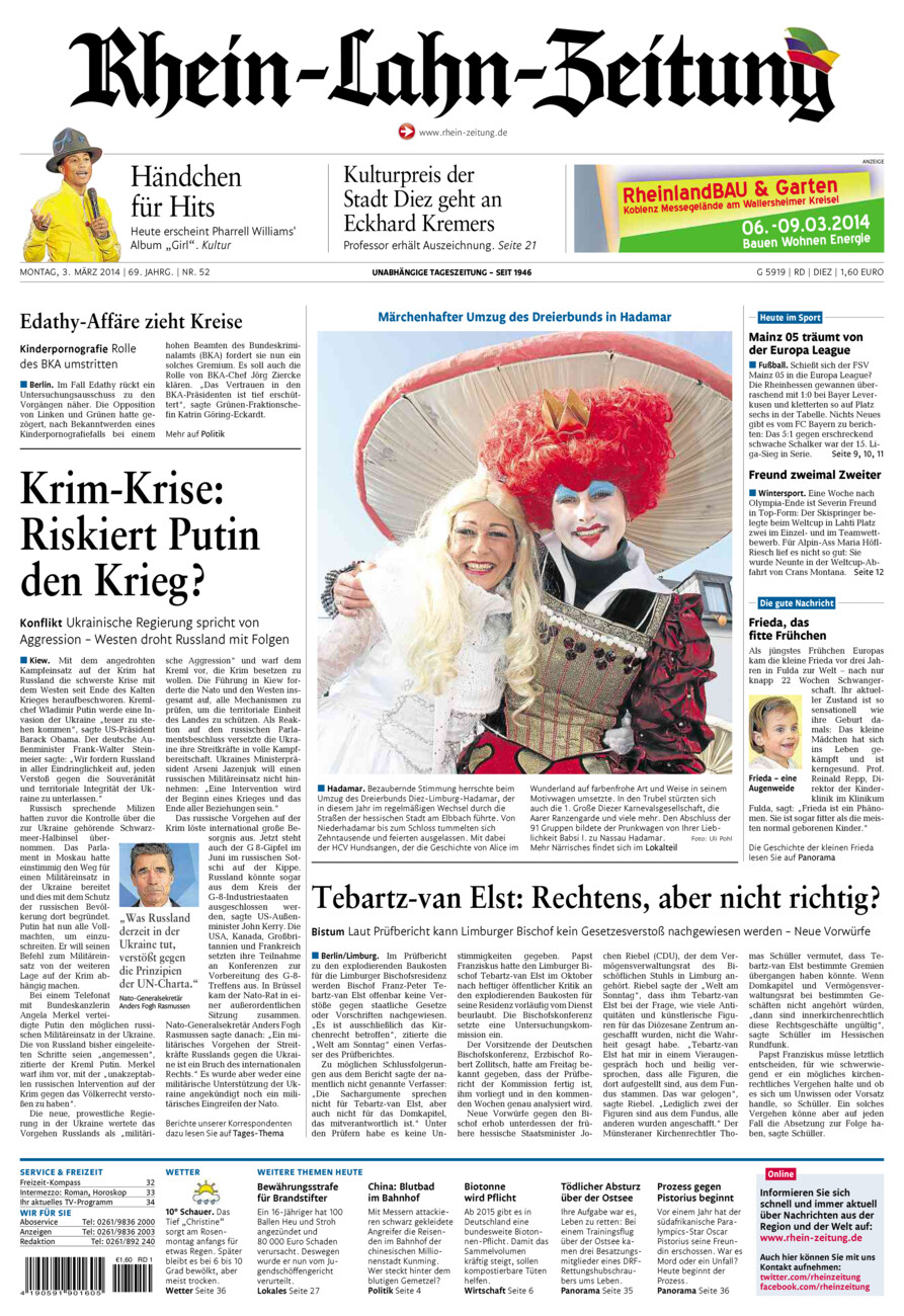 Rhein-Lahn-Zeitung Diez (Archiv) vom Montag, 03.03.2014