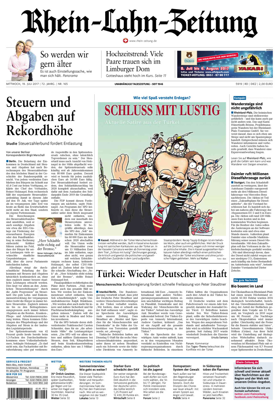 Rhein-Lahn-Zeitung Diez (Archiv) vom Mittwoch, 19.07.2017