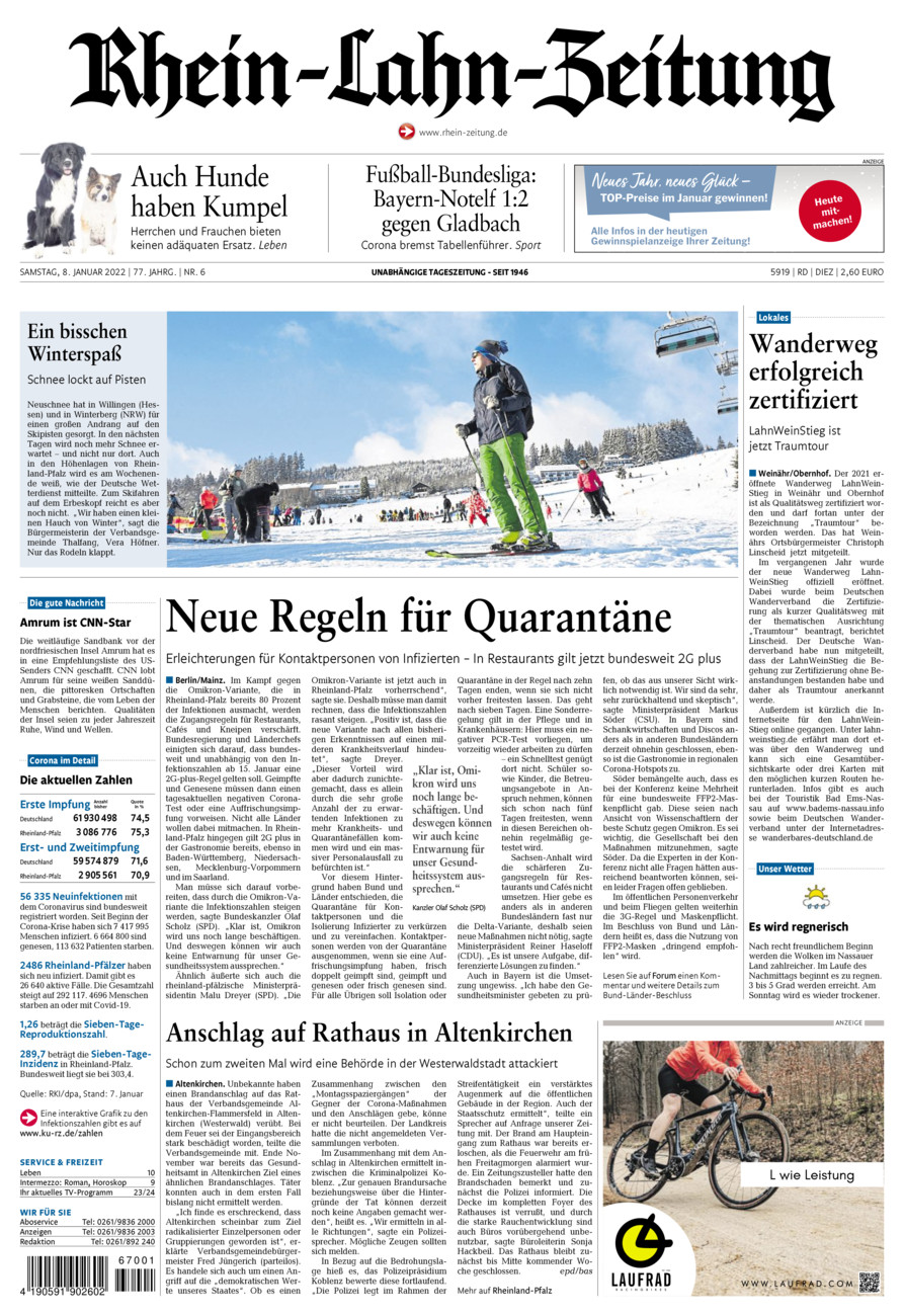 Rhein-Lahn-Zeitung Diez (Archiv) vom Samstag, 08.01.2022