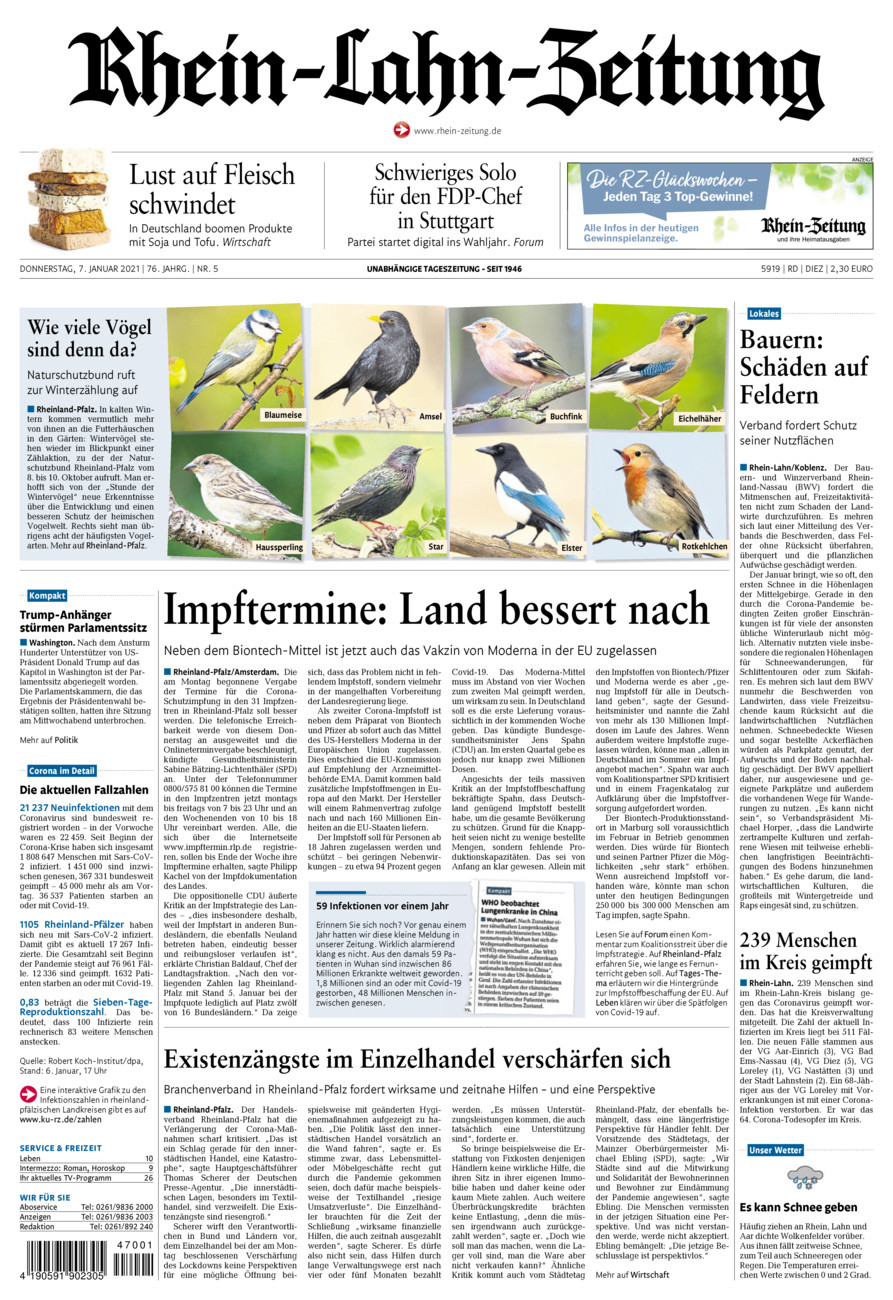 Rhein-Lahn-Zeitung Diez (Archiv) vom Donnerstag, 07.01.2021