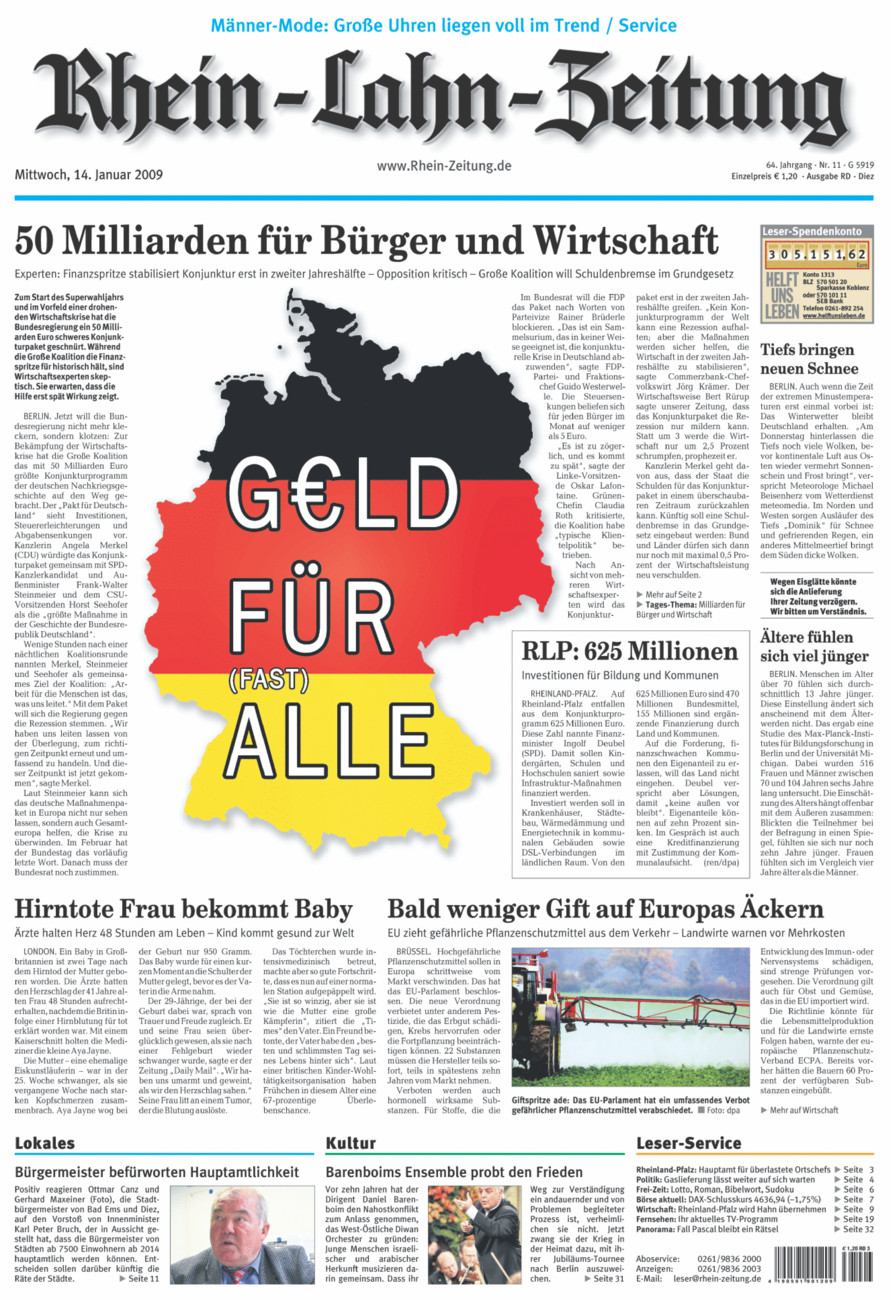 Rhein-Lahn-Zeitung Diez (Archiv) vom Mittwoch, 14.01.2009