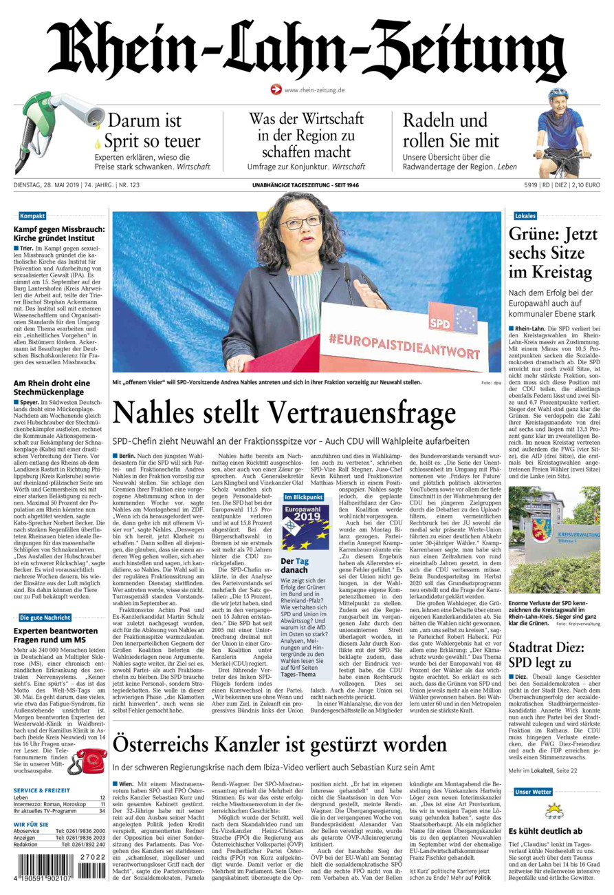 Rhein-Lahn-Zeitung Diez (Archiv) vom Dienstag, 28.05.2019