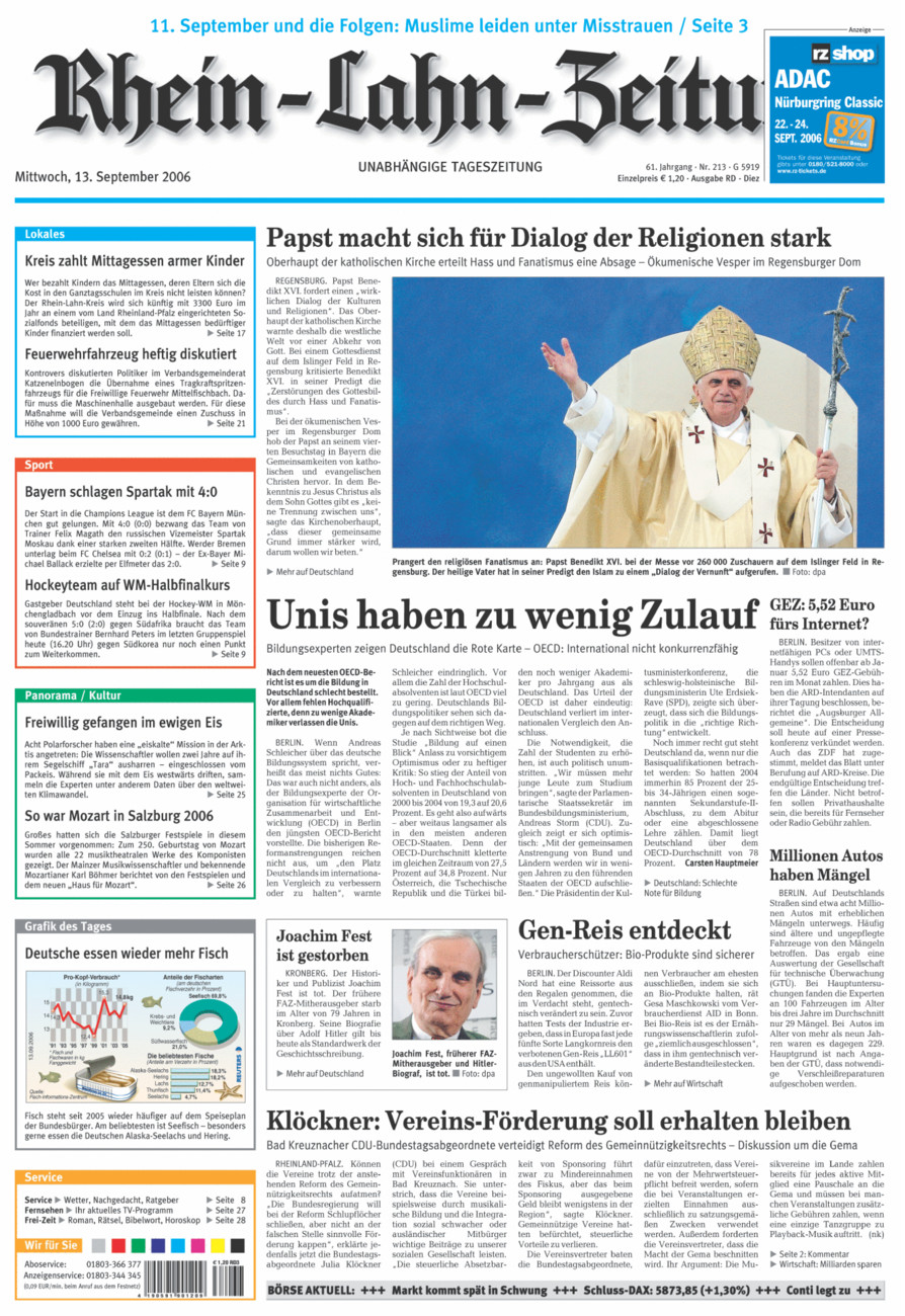 Rhein-Lahn-Zeitung Diez (Archiv) vom Mittwoch, 13.09.2006