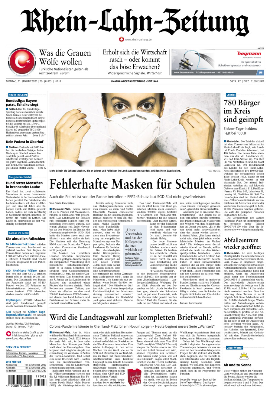Rhein-Lahn-Zeitung Diez (Archiv) vom Montag, 11.01.2021