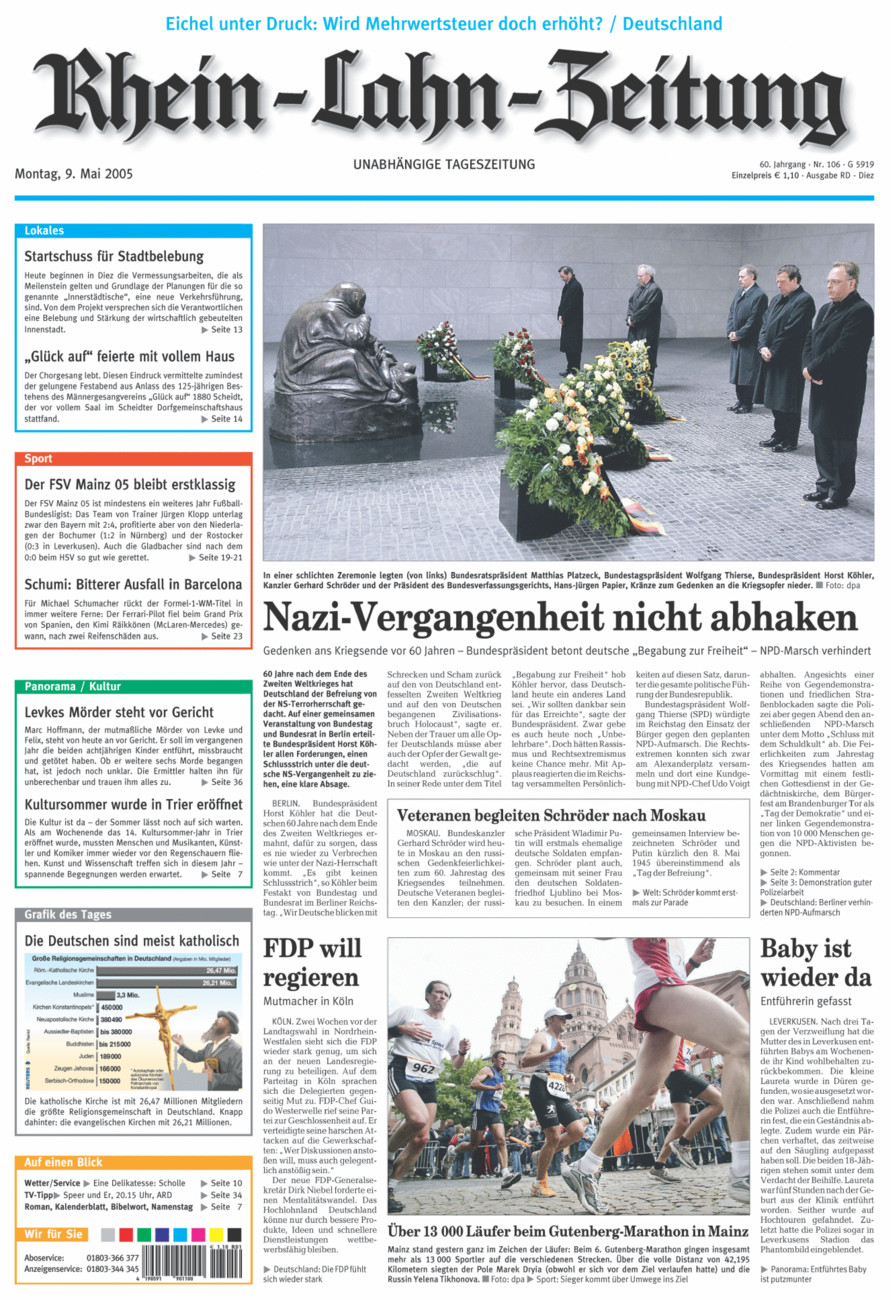 Rhein-Lahn-Zeitung Diez (Archiv) vom Montag, 09.05.2005