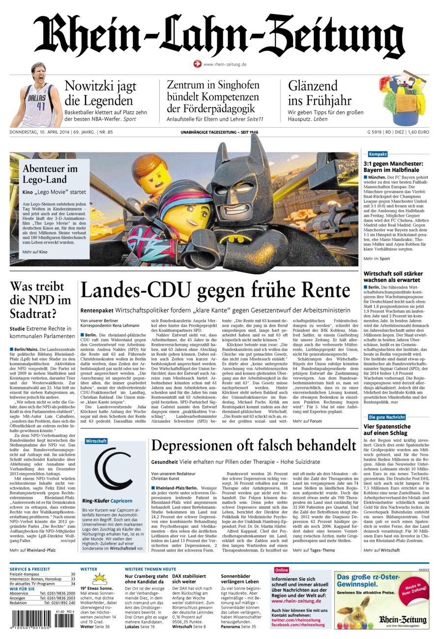 Rhein-Lahn-Zeitung Diez (Archiv) vom Donnerstag, 10.04.2014