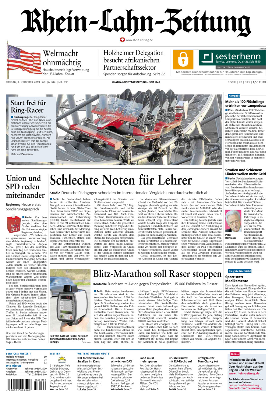Rhein-Lahn-Zeitung Diez (Archiv) vom Freitag, 04.10.2013