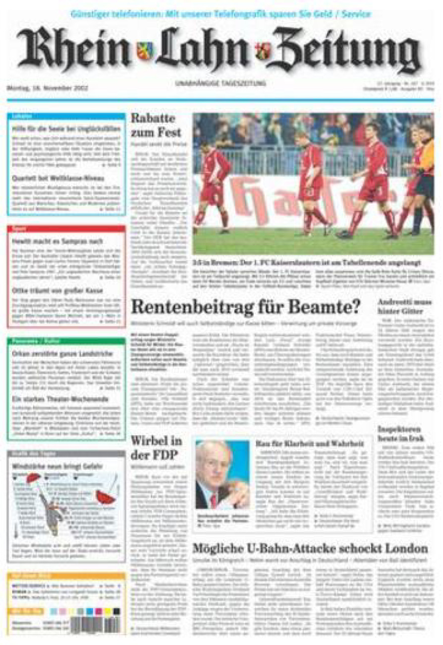 Rhein-Lahn-Zeitung Diez (Archiv) vom Montag, 18.11.2002