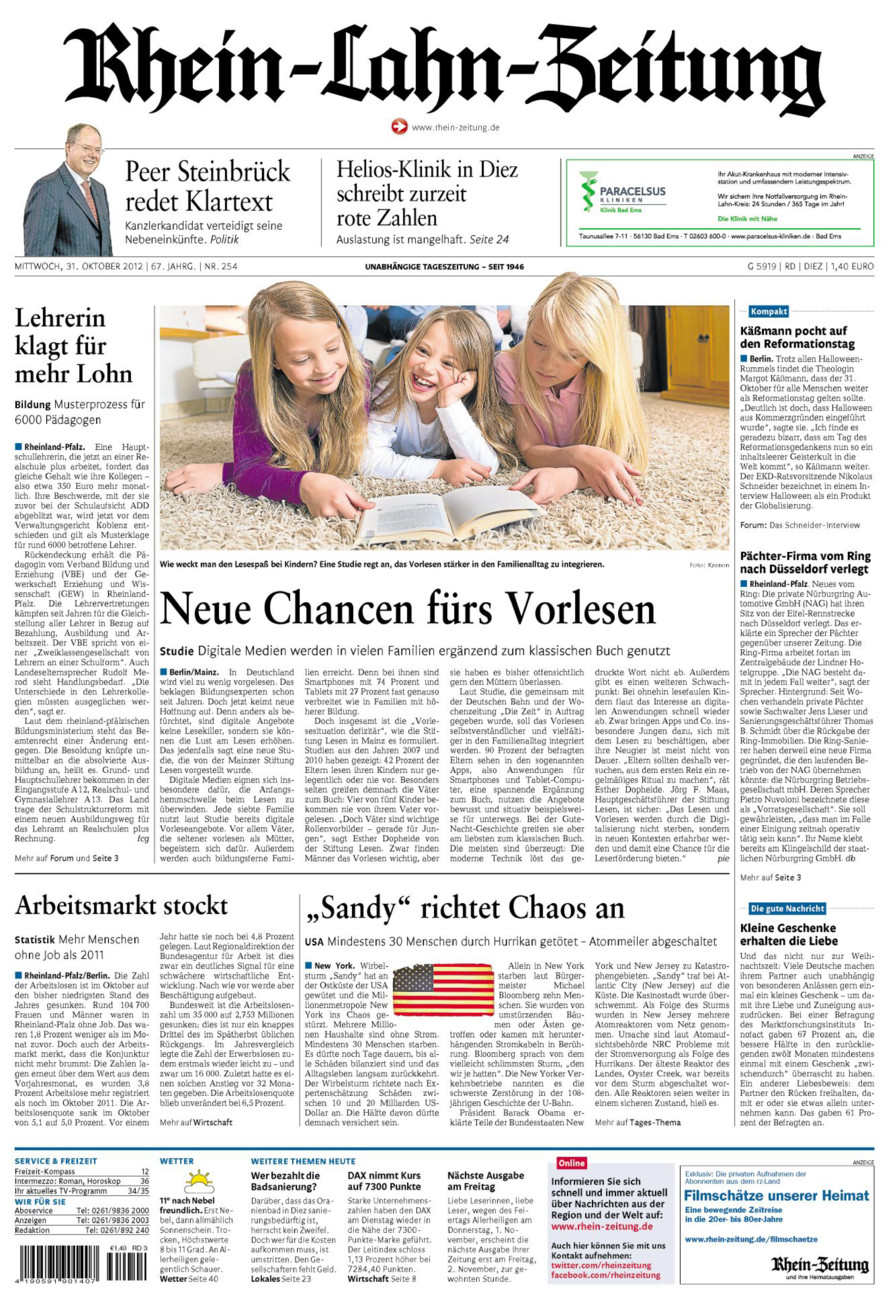 Rhein-Lahn-Zeitung Diez (Archiv) vom Mittwoch, 31.10.2012