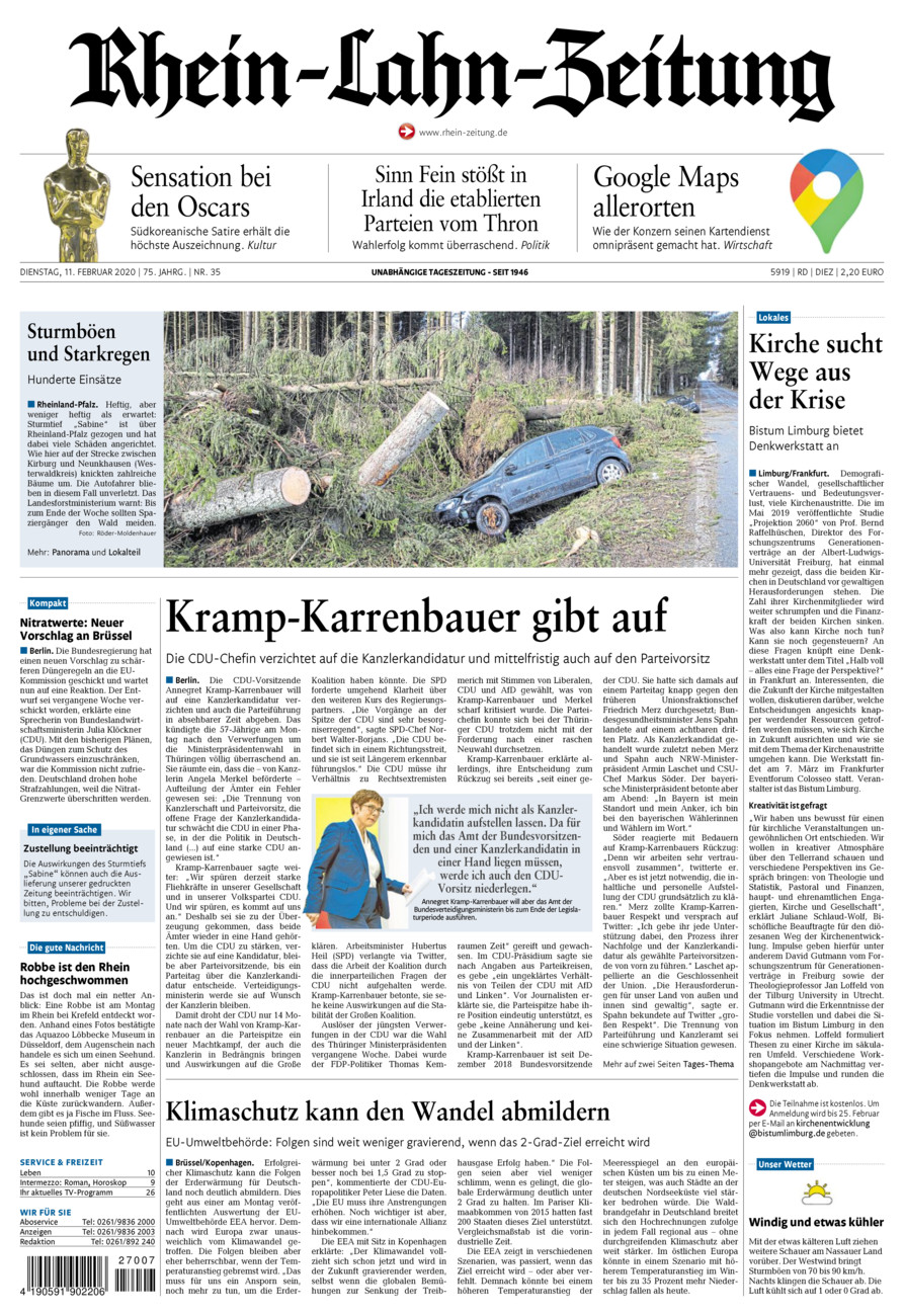 Rhein-Lahn-Zeitung Diez (Archiv) vom Dienstag, 11.02.2020