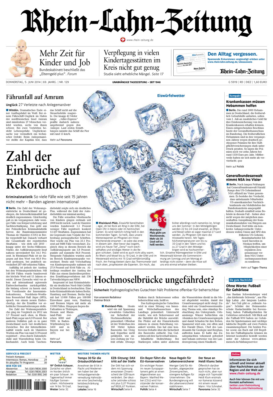 Rhein-Lahn-Zeitung Diez (Archiv) vom Donnerstag, 05.06.2014