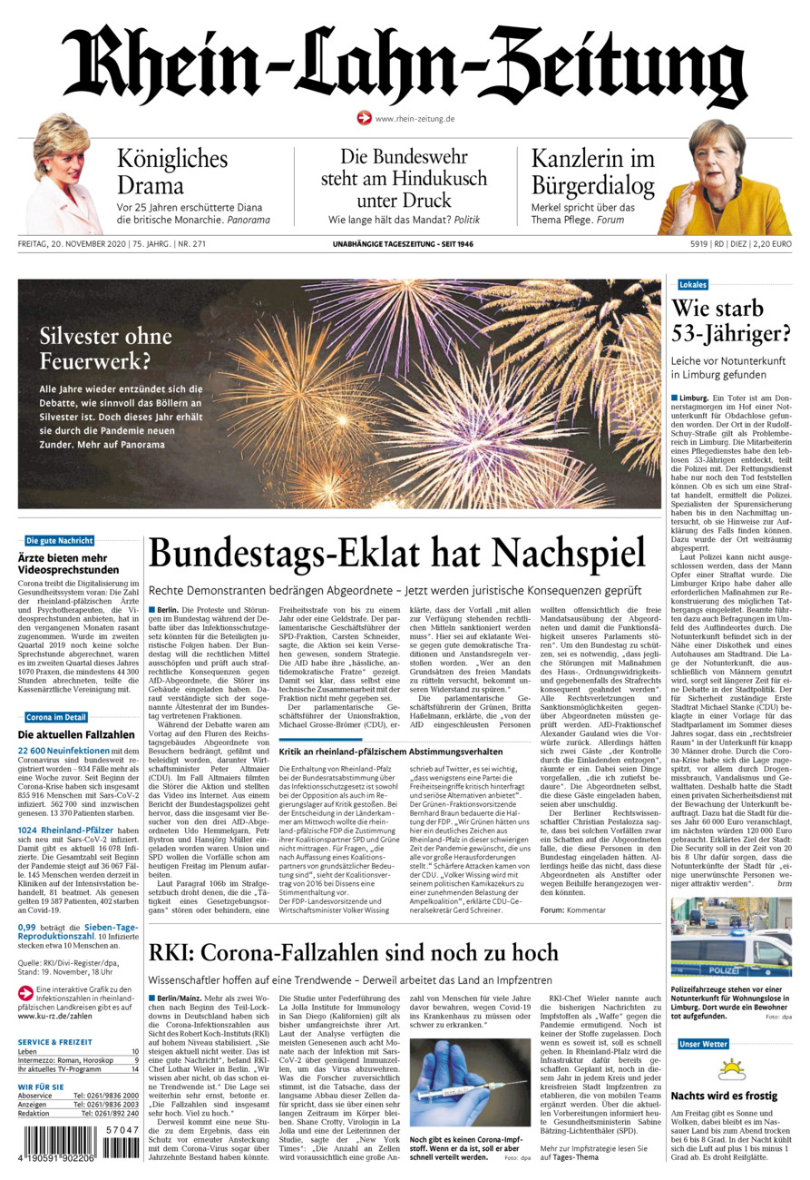 Rhein-Lahn-Zeitung Diez (Archiv) vom Freitag, 20.11.2020