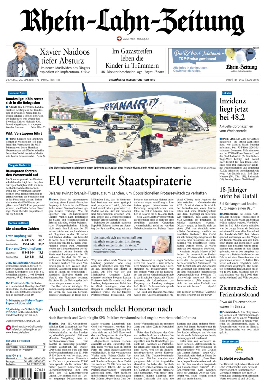 Rhein-Lahn-Zeitung Diez (Archiv) vom Dienstag, 25.05.2021