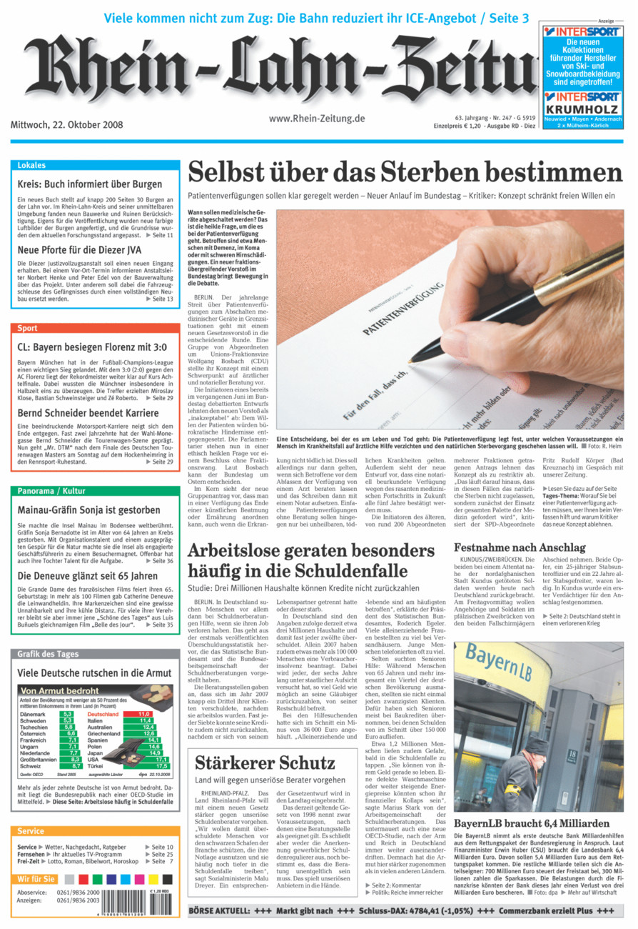 Rhein-Lahn-Zeitung Diez (Archiv) vom Mittwoch, 22.10.2008