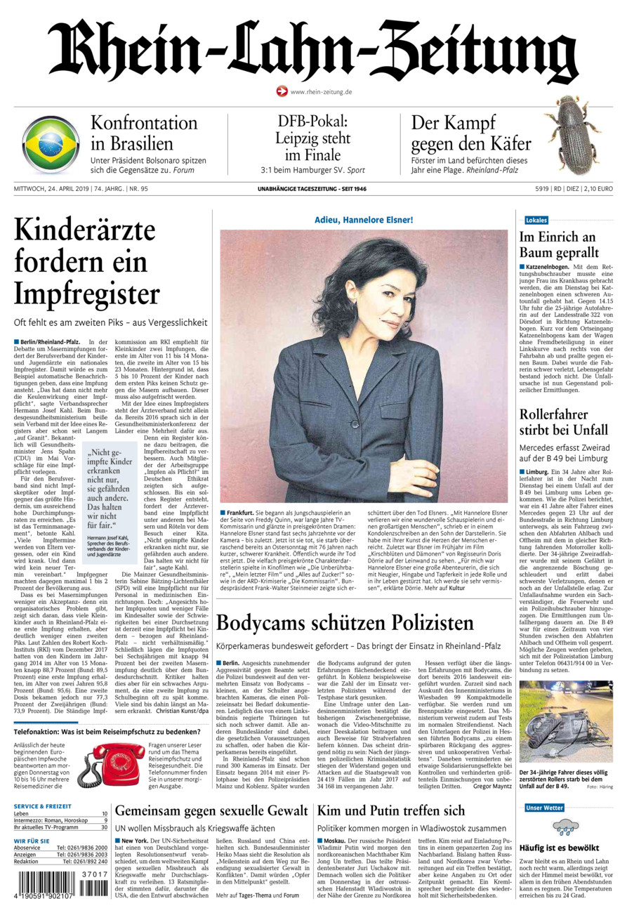 Rhein-Lahn-Zeitung Diez (Archiv) vom Mittwoch, 24.04.2019