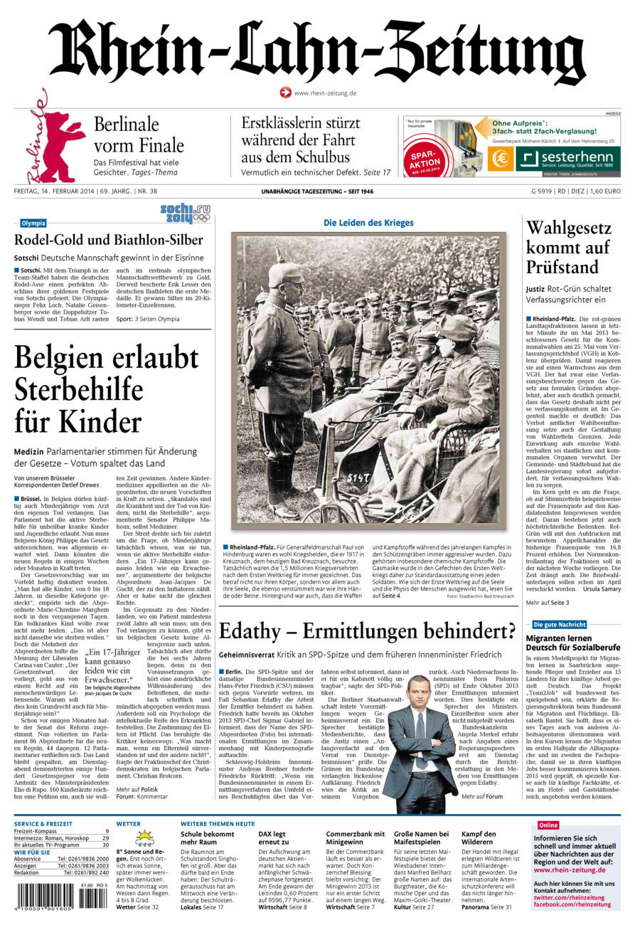 Rhein-Lahn-Zeitung Diez (Archiv) vom Freitag, 14.02.2014