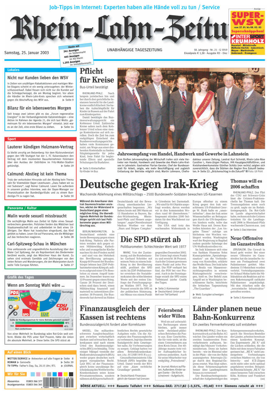 Rhein-Lahn-Zeitung Diez (Archiv) vom Samstag, 25.01.2003