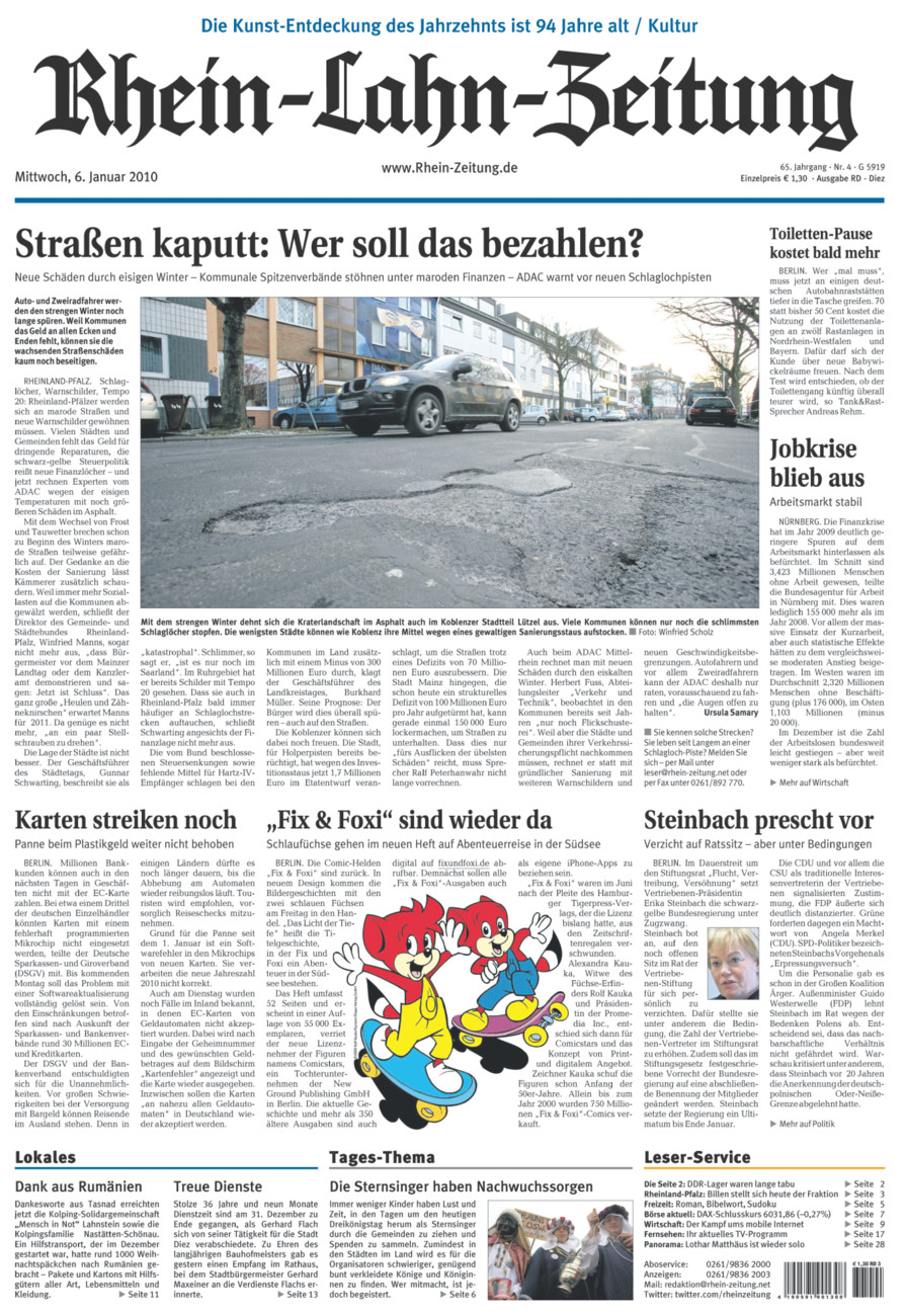 Rhein-Lahn-Zeitung Diez (Archiv) vom Mittwoch, 06.01.2010