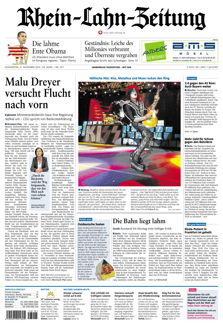 Rhein-Lahn-Zeitung Diez (Archiv) vom Donnerstag, 06.11.2014