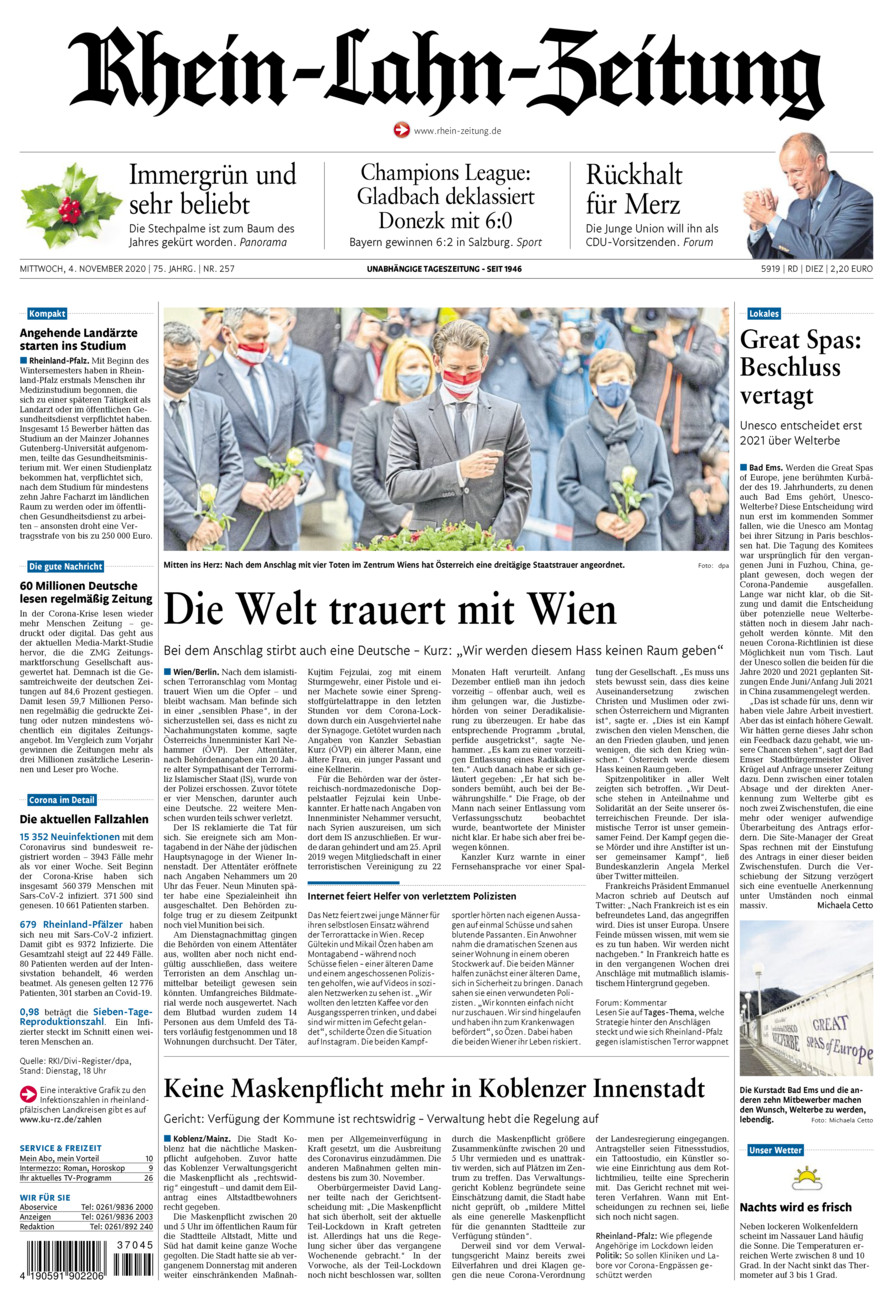 Rhein-Lahn-Zeitung Diez (Archiv) vom Mittwoch, 04.11.2020