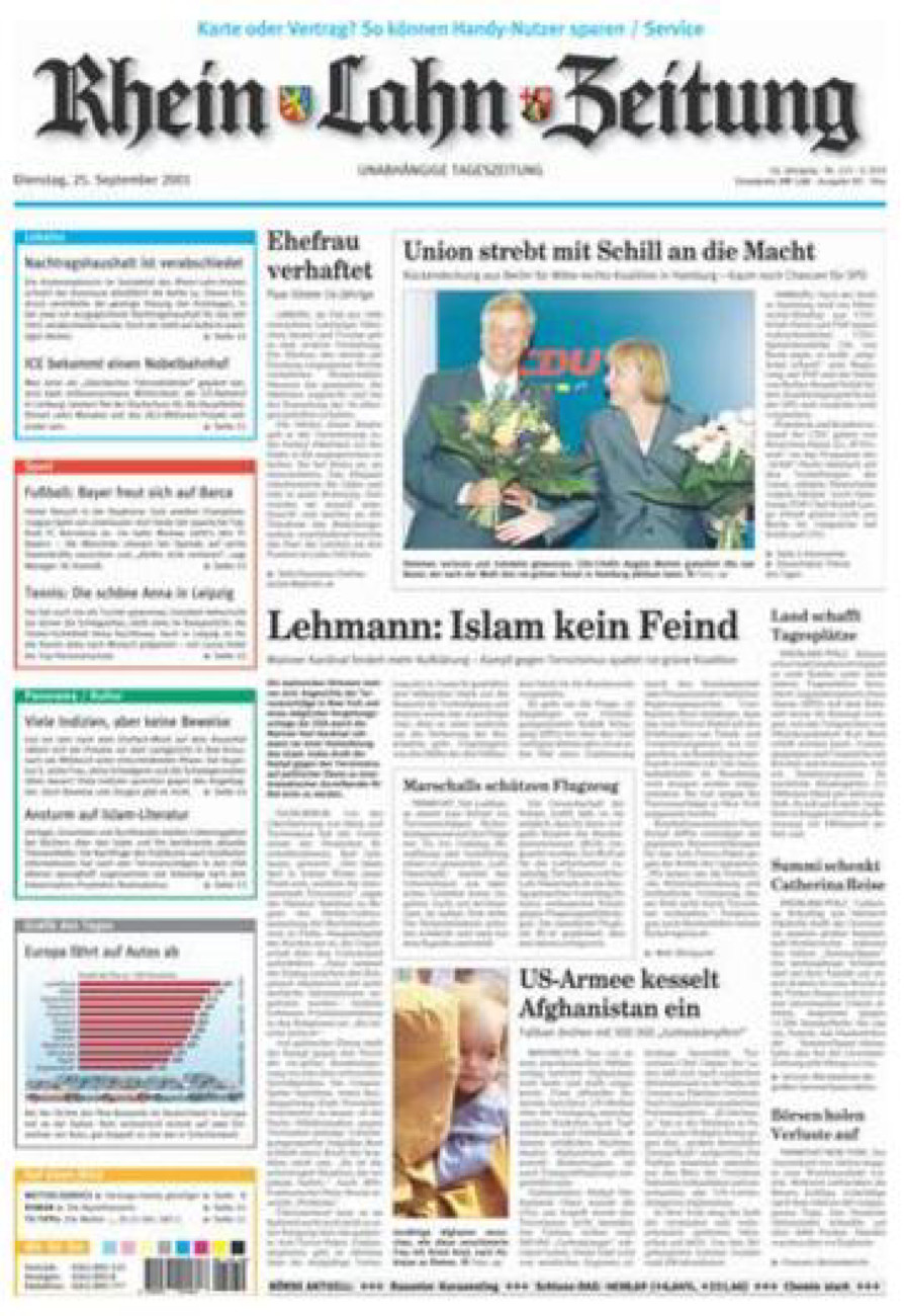 Rhein-Lahn-Zeitung Diez (Archiv) vom Dienstag, 25.09.2001