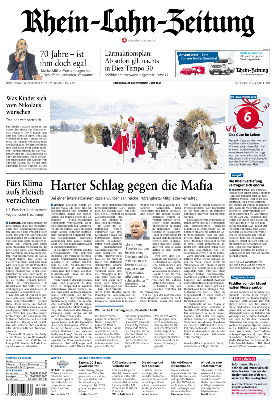 Rhein-Lahn-Zeitung Diez (Archiv) vom Donnerstag, 06.12.2018