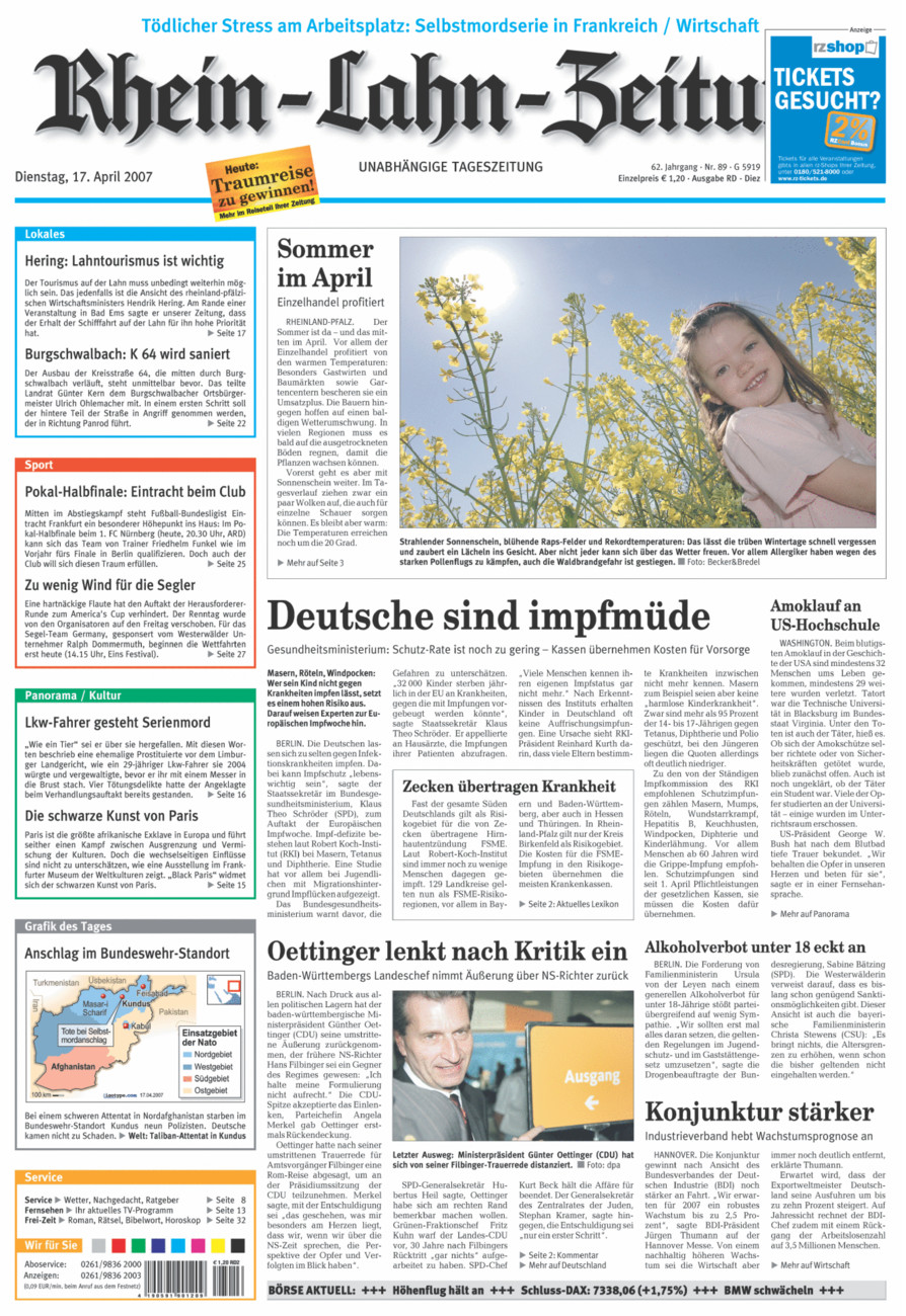 Rhein-Lahn-Zeitung Diez (Archiv) vom Dienstag, 17.04.2007