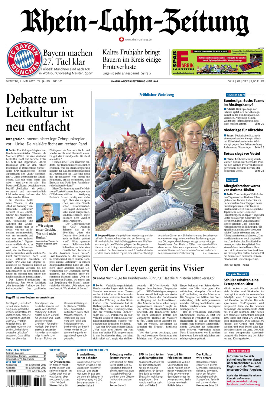 Rhein-Lahn-Zeitung Diez (Archiv) vom Dienstag, 02.05.2017