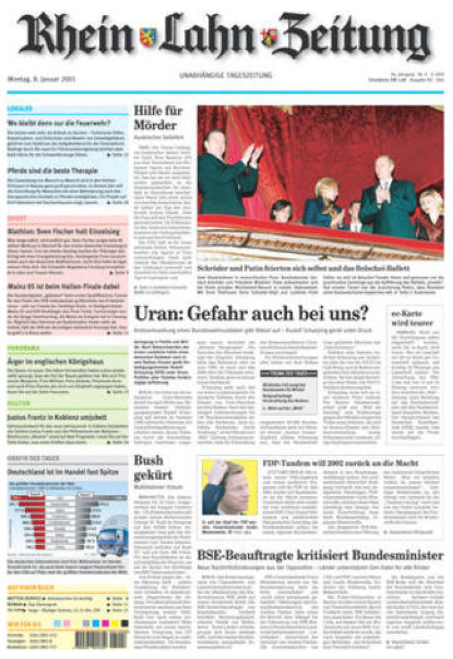 Rhein-Lahn-Zeitung Diez (Archiv) vom Montag, 08.01.2001