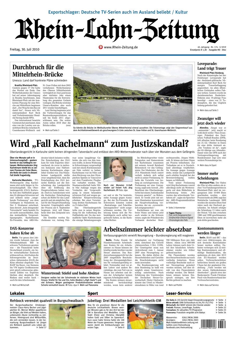 Rhein-Lahn-Zeitung Diez (Archiv) vom Freitag, 30.07.2010