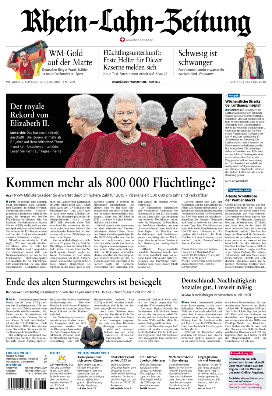 Rhein-Lahn-Zeitung Diez (Archiv) vom Mittwoch, 09.09.2015
