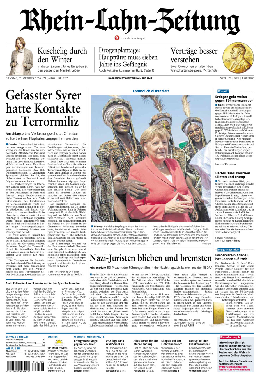 Rhein-Lahn-Zeitung Diez (Archiv) vom Dienstag, 11.10.2016