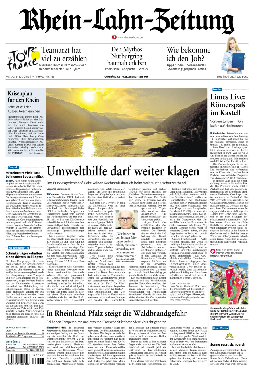 Rhein-Lahn-Zeitung Diez (Archiv) vom Freitag, 05.07.2019