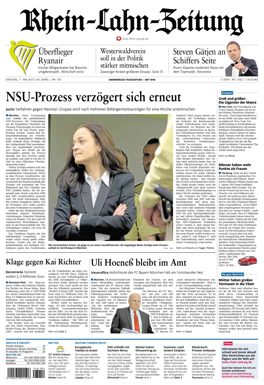 Rhein-Lahn-Zeitung Diez (Archiv) vom Dienstag, 07.05.2013